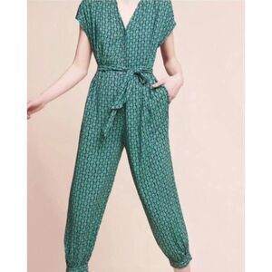 ANTHROPOLOGIE MAEVE Geoscope Cropped Harem Jumpsuit, Sz XS